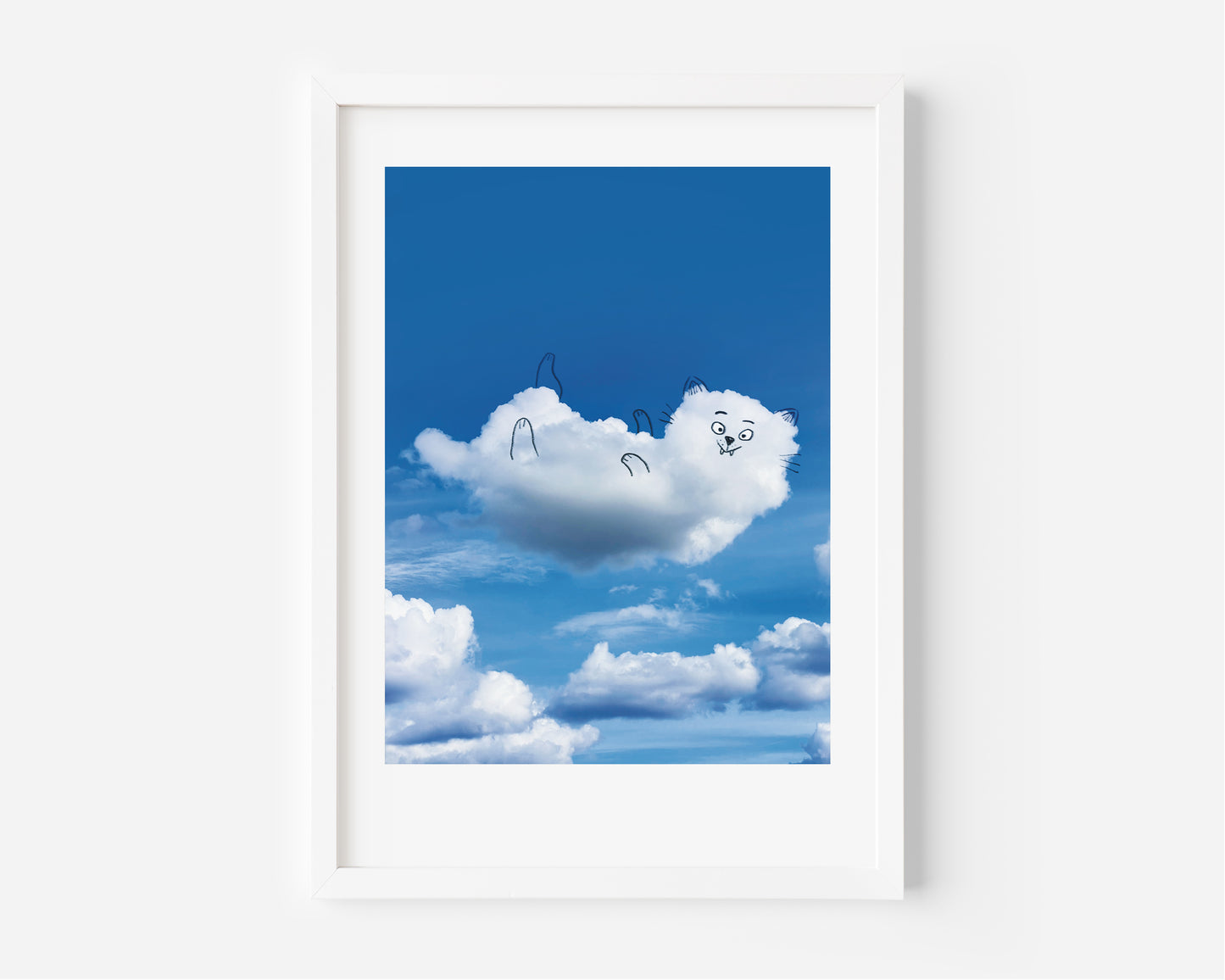 Hand Embossed Floating Cat Art Print