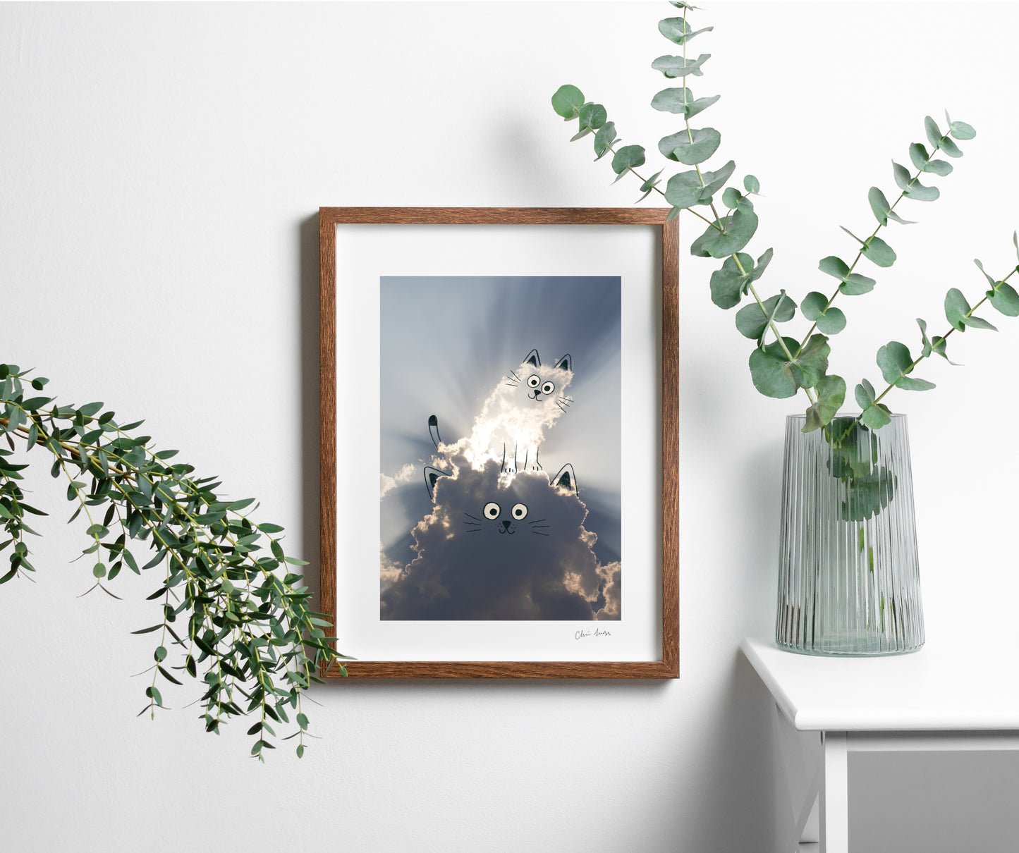 MAMA CAT – Hand Embossed Art Print, 30x40cm (Unframed), Eco-friendly, A Daily Cloud Collaboration