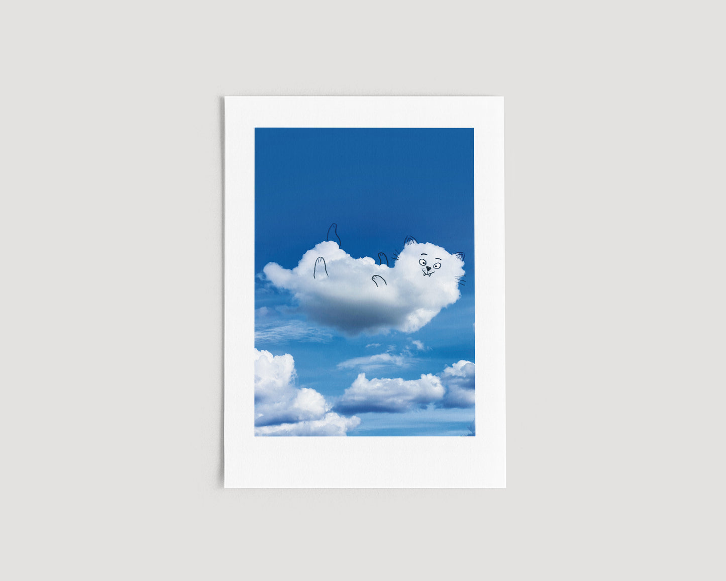 Hand Embossed Floating Cat Art Print