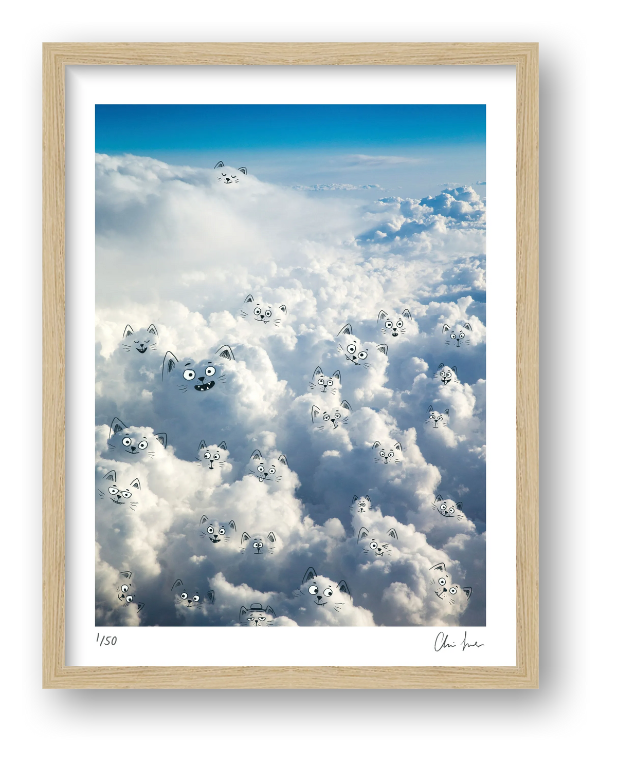 Cloud Cats — framed